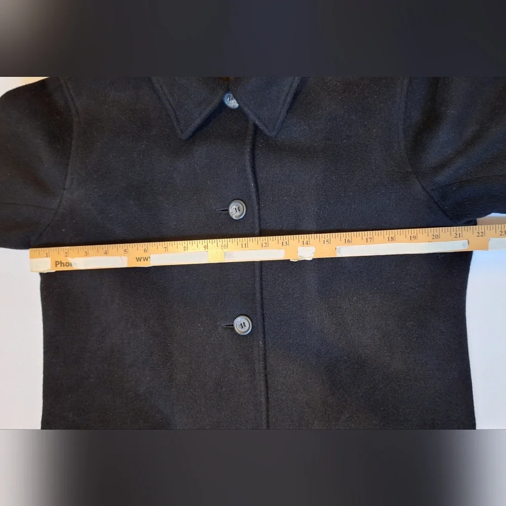 Vintage J. Crew Wool Pea Coat Black Single Breasted Preppy Academia Womens PS - Picture 9 of 13